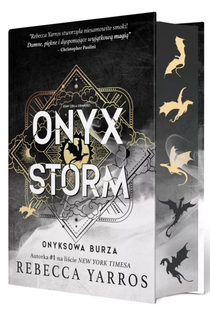 okładka książki pt.Onyx Storm. Onyksowa burza. Empireum. Tom 3 (barwione brzegi) ,,pomysł na prezeznt''