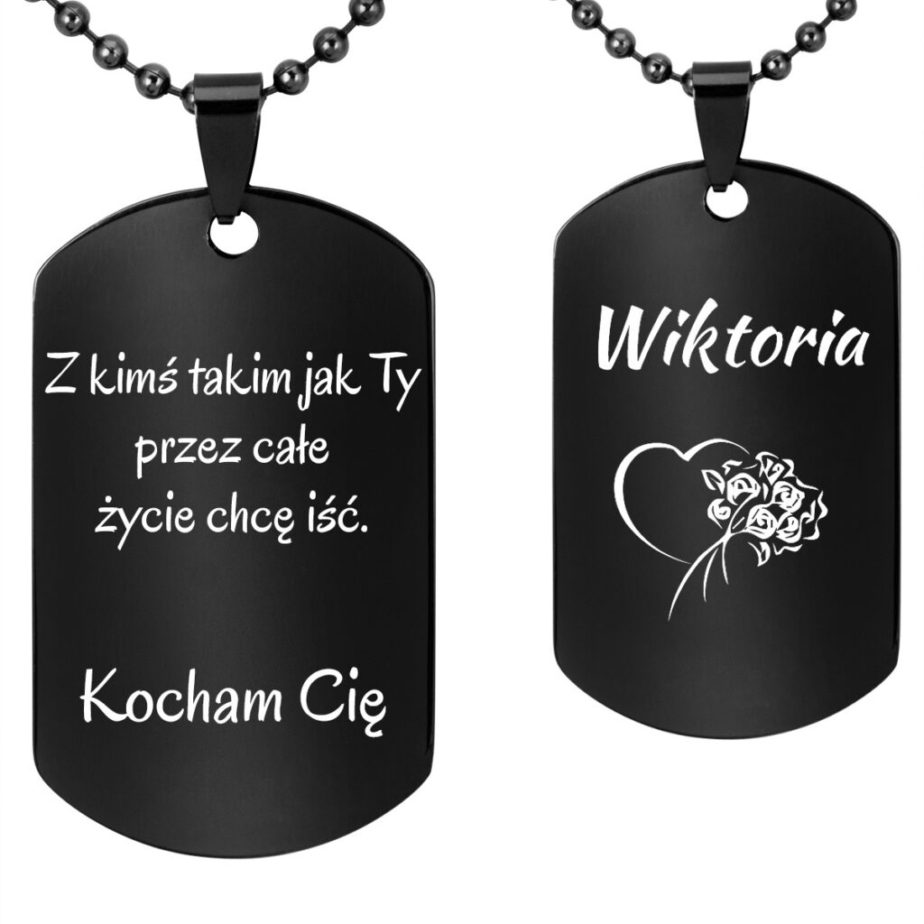 Nieśmiertelnik ze stali szlachetnej / czarny / GRAWER
Pomysł na prezent od prezentowyklucz.pl