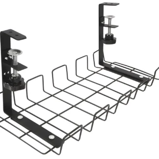 stalowy organizer na kable pod biurko HDWR SolidHand-CM01 czarny montaż na zacisk