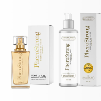 zestaw PheroStrong By Night dla kobiet luksusowe perfumy z feromonami i olejek do masażu