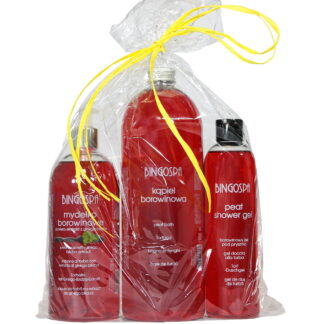 zestaw kosmetyków borowinowych BingoSpa kąpiel żel pod prysznic i mydło w płynie.