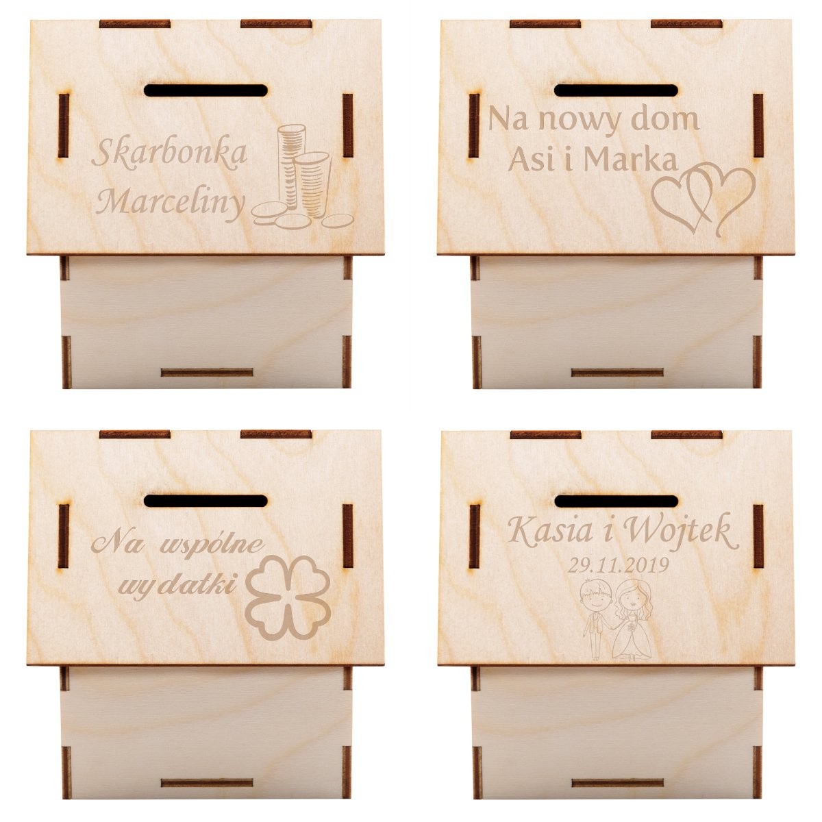 Drewniana skarbonka w kształcie domku Prezent z Grawerem - obrazek 4