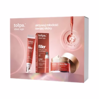 zestaw kosmetyków Tołpa Ideal Age serum pod oczy i krem w eleganckim różowym opakowaniu