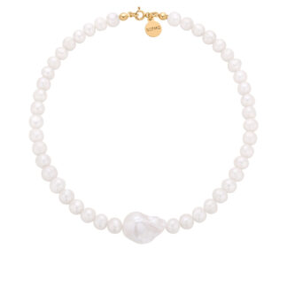 Złoty naszyjnik z pereł naturalnych na prezent