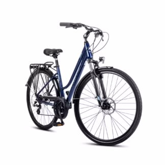 rower trekkingowy damski Romet Gazela 2 szary z bagażnikiem i błotnikami wyposażenie turystyczne